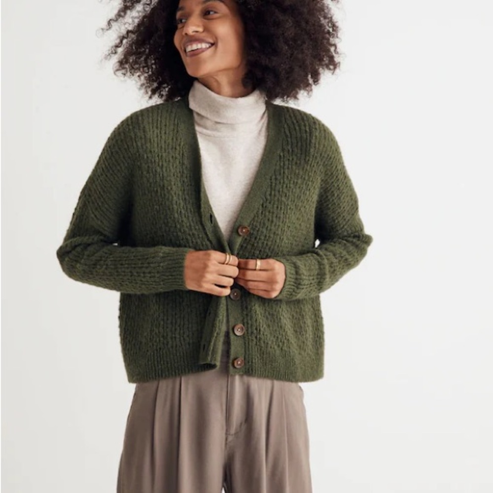 Madewell Alpaca Blend Mayfair Olive Green. Sweater Oversized Cardigan Plus 4X - Picture 11 of 11